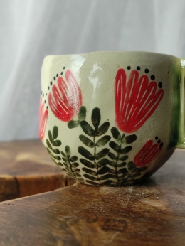 Kubek ceramiczny 350 ml ręcznie wykonany, malowany w kwiaty 8